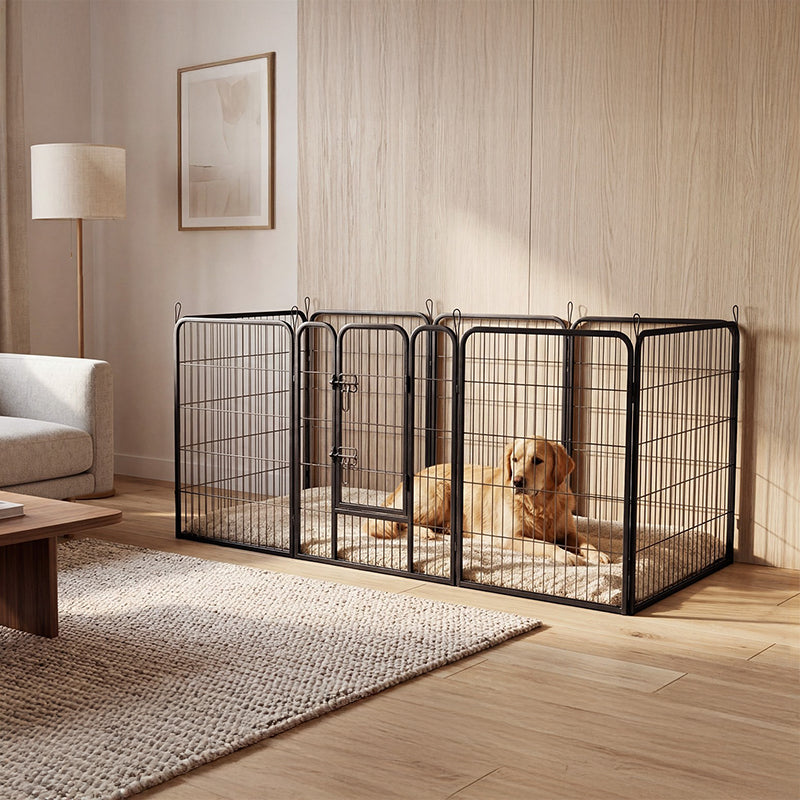 Țarc modular pentru câini cu 8 panouri de 80 × 100 cm pentru interior și exterior Rebel RA-1208