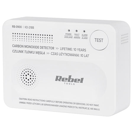 Detector senzor monoxid de carbon, alarmă sonoră și vizuală, Rebel RB-0900