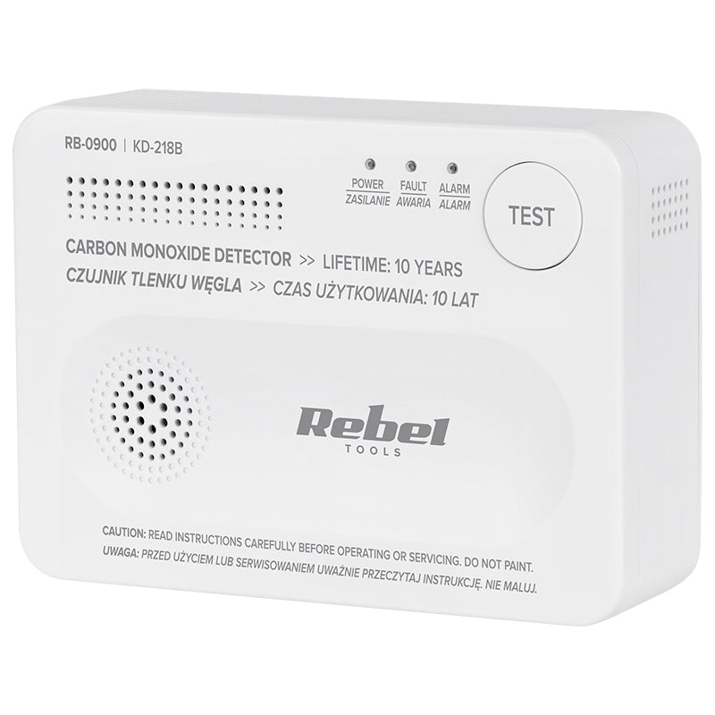 Detector senzor monoxid de carbon, alarmă sonoră și vizuală, Rebel RB-0900