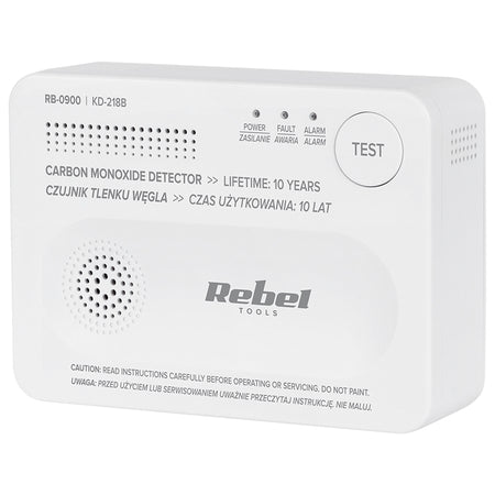 Detector senzor monoxid de carbon, alarmă sonoră și vizuală, Rebel RB-0900