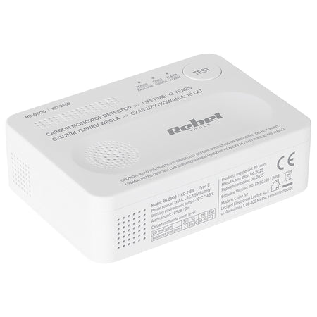 Detector senzor monoxid de carbon, alarmă sonoră și vizuală, Rebel RB-0900