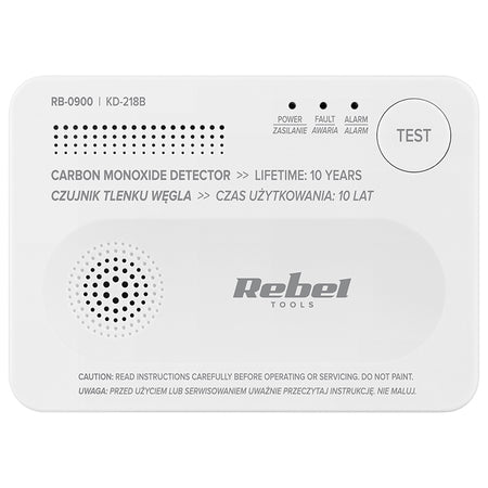 Detector senzor monoxid de carbon, alarmă sonoră și vizuală, Rebel RB-0900