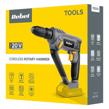 Mașină de găurit cu percuție 20 V fără acumulator și încărcător cu mandrină SDS Rebel RB-1011