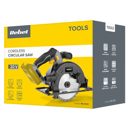 Fierăstrău circular 20V fără acumulator, ergonomic, fără baterie Rebel RB-1032