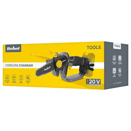 Mini fierăstrău cu lanț 20V fără acumulator, design compact, Rebel RB-1034