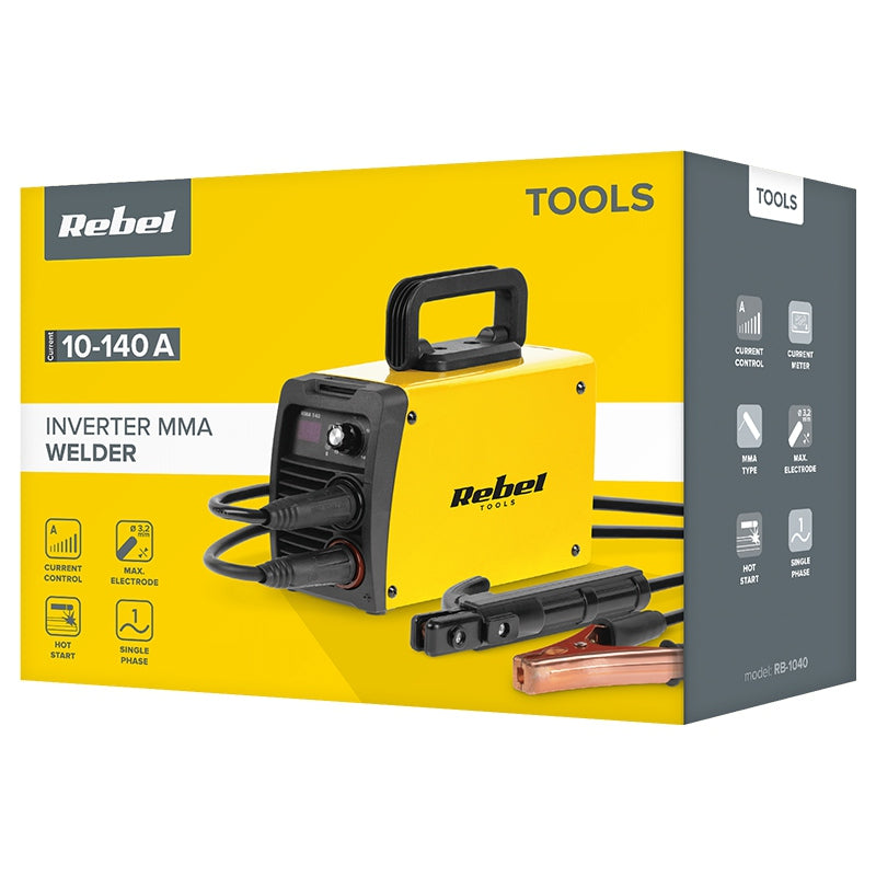 Aparat de sudură MMA 10-140 A cu afișaj LED Rebel RB-1040