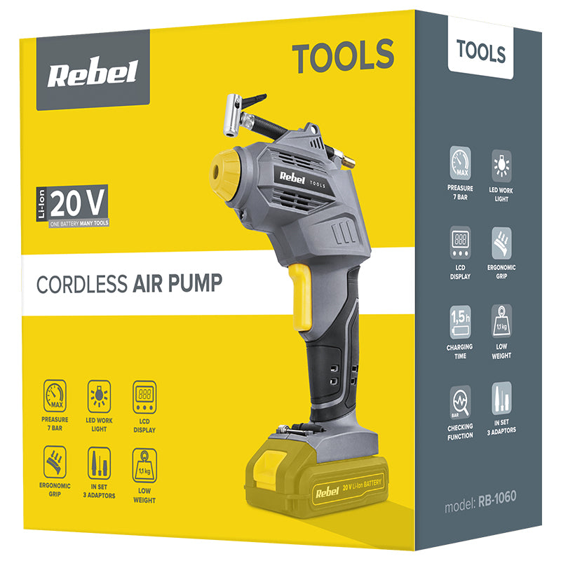 Compresor fără acumulator 7 bar, afișaj LCD, presetare presiune, Rebel RB-1060.1