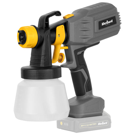 Pistol vopsit 20 V fără acumulator, reglare pulverizare și mâner ergonomic Rebel RB-1061.1