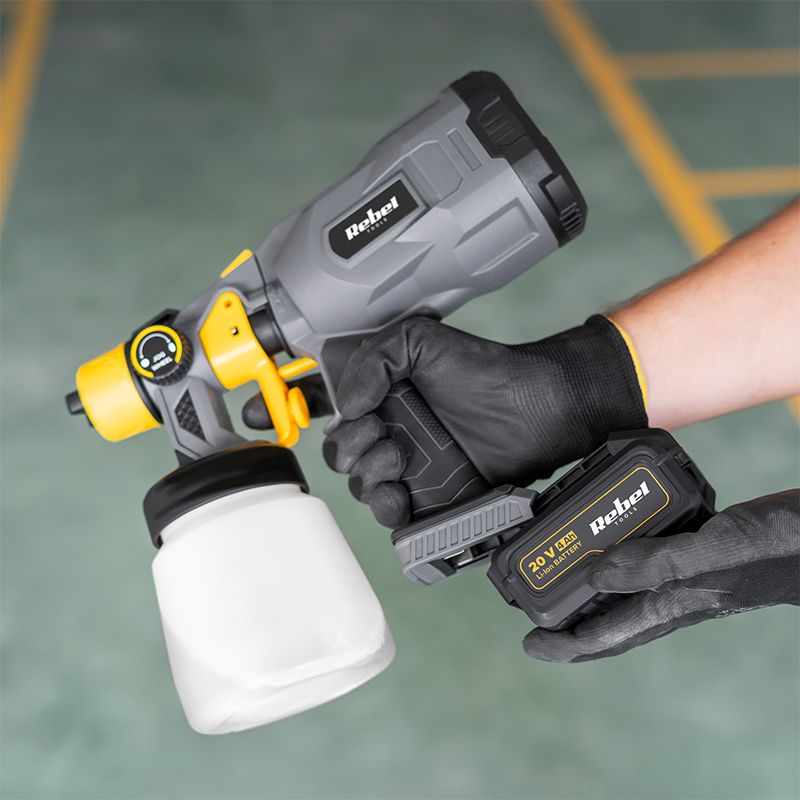 Pistol de vopsit 20 V cu duză de 1,8 mm și rezervor de 800 ml fără acumulator Rebel RB-1061