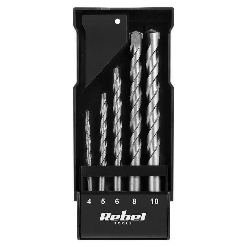 Set 5 burghie beton 4-10 mm cu mâner cilindric Rebel RB-1121