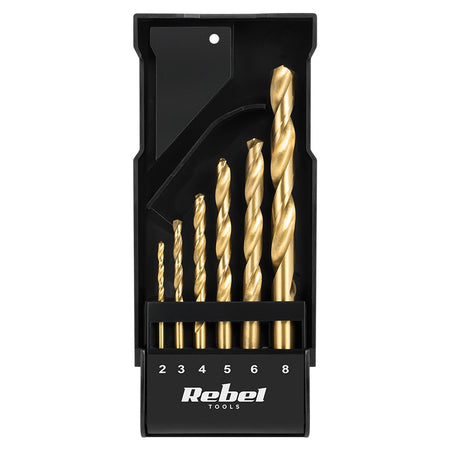 Set 6 burghie pentru metal HSS, dimensiuni 2-8 mm, Rebel RB-1122