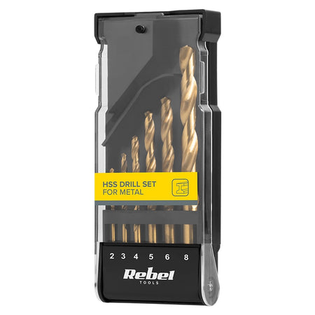 Set 6 burghie pentru metal HSS, dimensiuni 2-8 mm, Rebel RB-1122