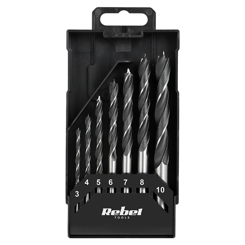 Set 7 burghie pentru lemn 3-10 mm cu mâner cilindric Rebel RB-1123