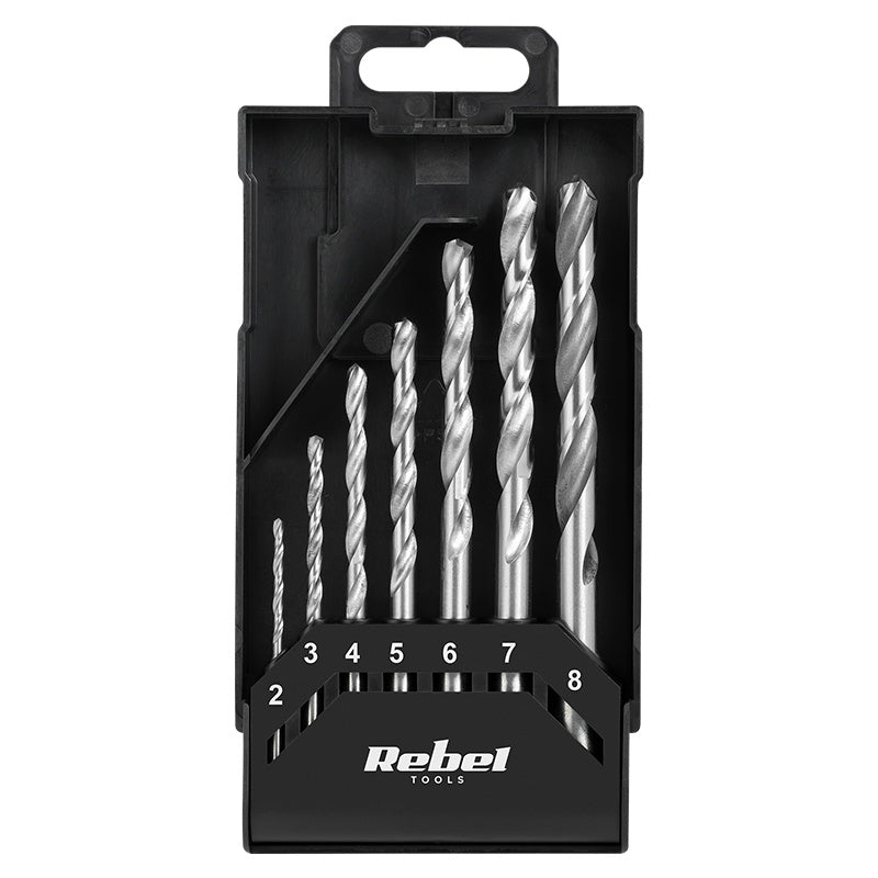 Set 7 burghie pentru metal 2-8 mm, mâner cilindric Rebel RB-1124