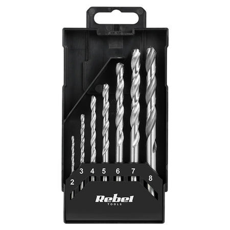 Set 7 burghie pentru metal 2-8 mm, mâner cilindric Rebel RB-1124