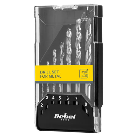 Set 7 burghie pentru metal 2-8 mm, mâner cilindric Rebel RB-1124