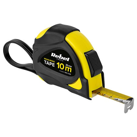 Ruletă metalică 25 mm 10 m cu blocare automată Rebel RB-1136