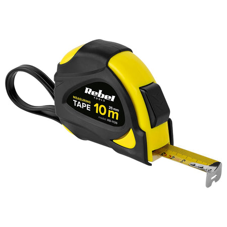 Ruletă metalică 25 mm 10 m cu blocare automată Rebel RB-1136