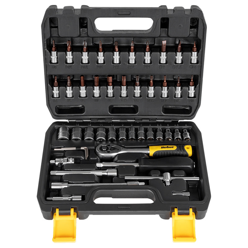Trusă scule 46 piese, CRV, mâner cauciucat, Rebel RB-1153