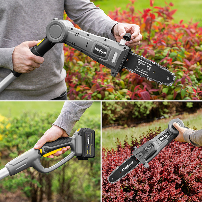 Trimmer gard viu telescopic + drujbă 20V fără acumulator Rebel RB-5005.1