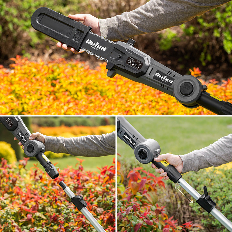 Trimmer gard viu telescopic + drujbă 20V fără acumulator Rebel RB-5005.1