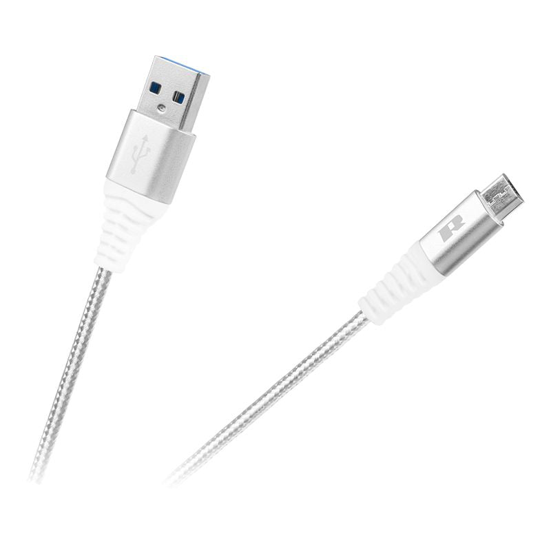 Cablu USB - micro USB alb de 0,5 m cu încărcare și transfer de date Rebel RB-6000-050-W
