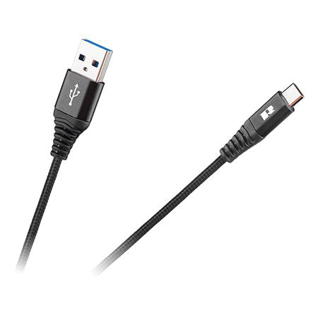 Cablu USB-A la USB-C de 50 cm negru USB 2.0 Rebel RB-6001-050-B