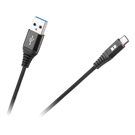 Cablu USB-A la USB-C de 50 cm negru USB 2.0 Rebel RB-6001-050-B