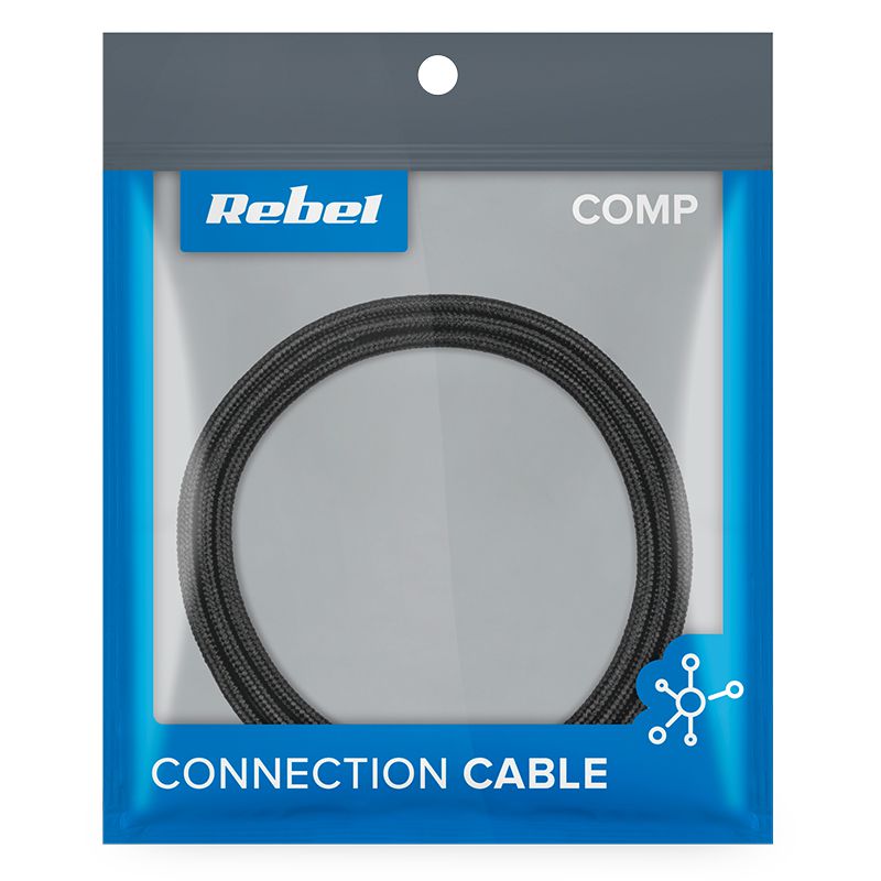 Cablu USB-A la USB-C de 50 cm negru USB 2.0 Rebel RB-6001-050-B