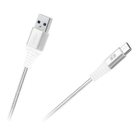 Cablu USB la USB Tip C alb de 100 cm pentru încărcare și transfer de date Rebel RB-6001-100-W
