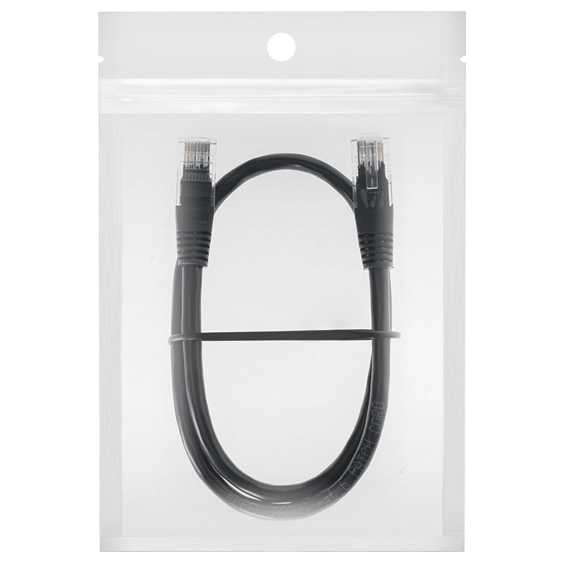 Cablu patchcord UTP Cat.6 0,5 m negru cu mufe RJ45 Rebel RB-6013-0.5
