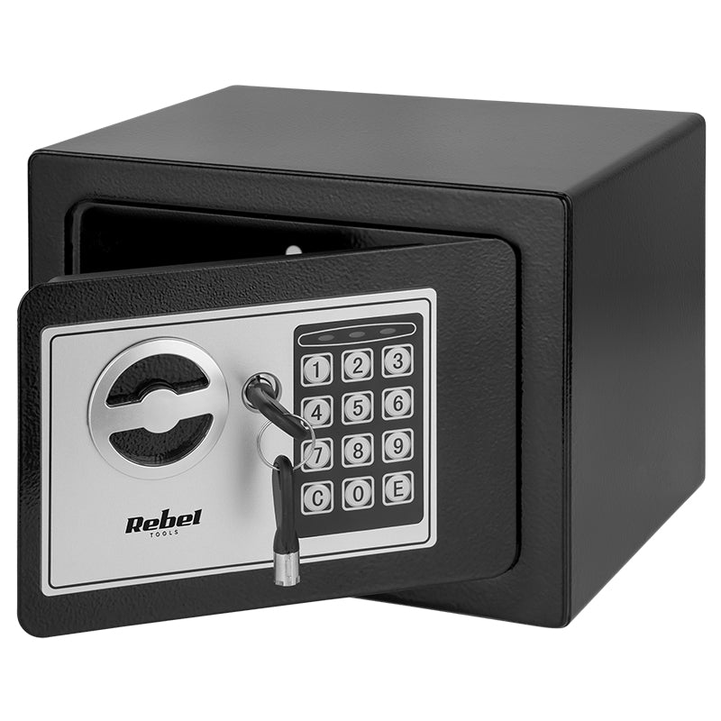 Seif electronic casnic cu PIN și cheie de urgență din oțel de 6,5 l Rebel RB-7000