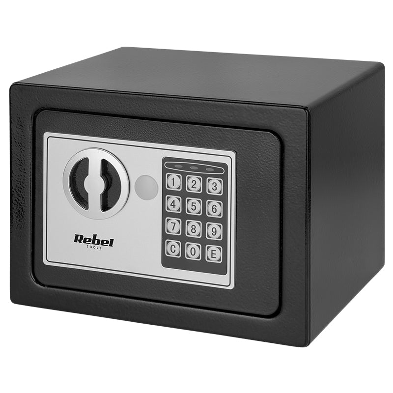 Seif electronic casnic cu PIN și cheie de urgență din oțel de 6,5 l Rebel RB-7000
