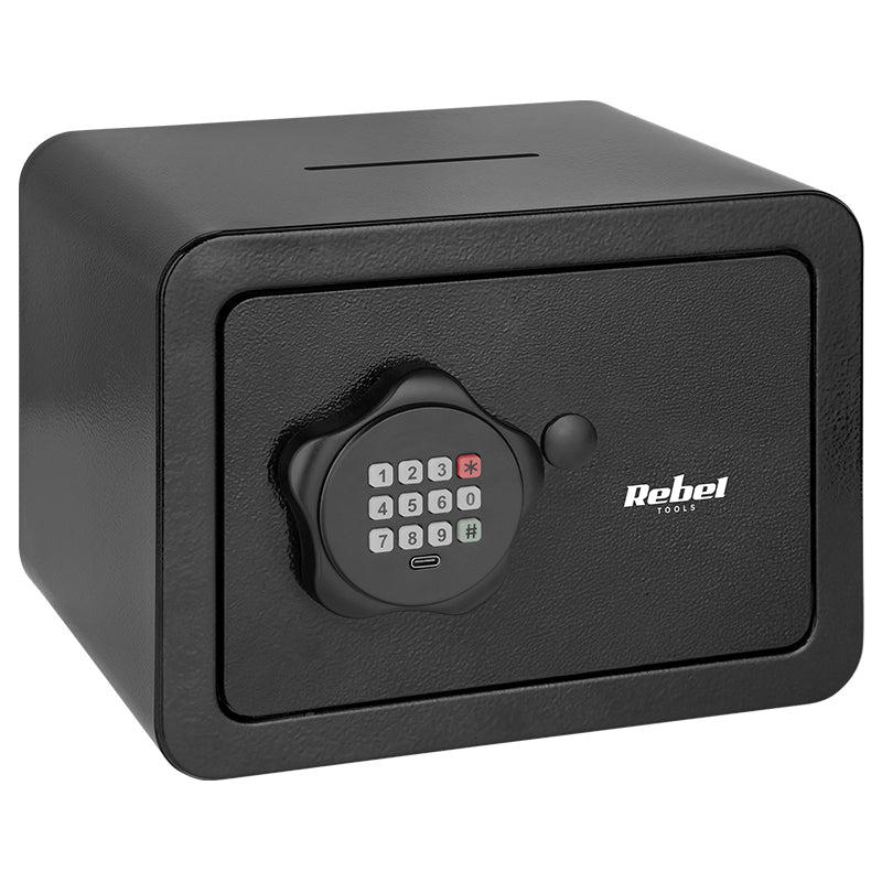 Seif electronic din oțel de 6,5 l cu PIN și cheie Rebel RB-7001