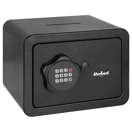 Seif electronic din oțel de 6,5 l cu PIN și cheie Rebel RB-7001