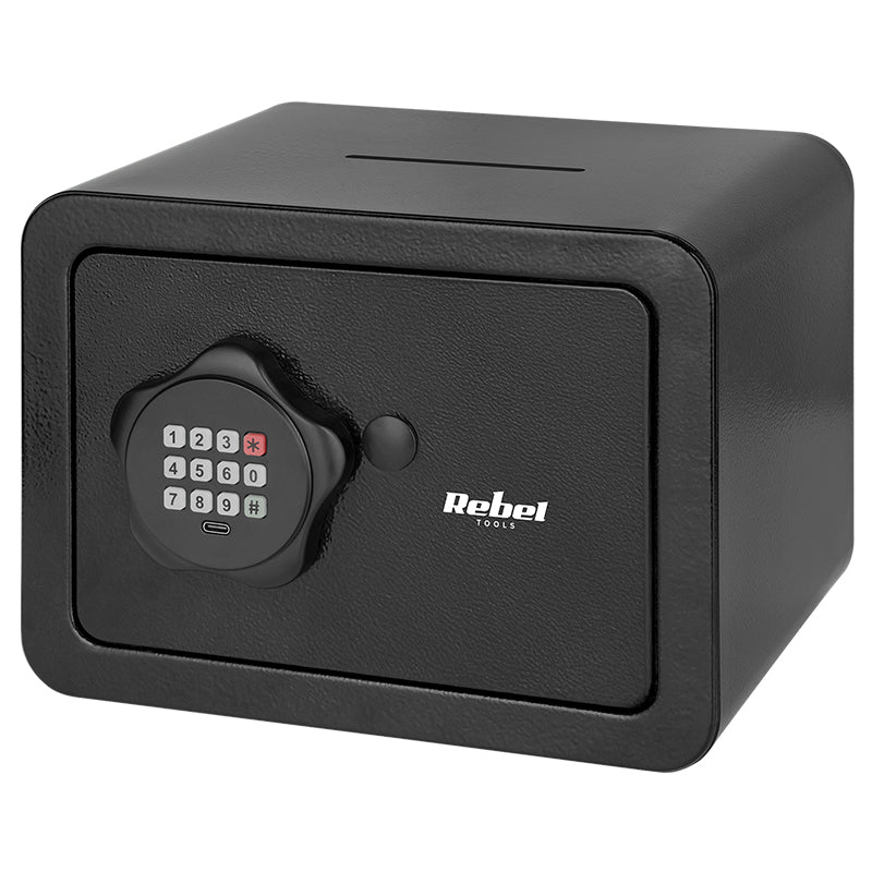 Seif electronic din oțel de 6,5 l cu PIN și cheie Rebel RB-7001