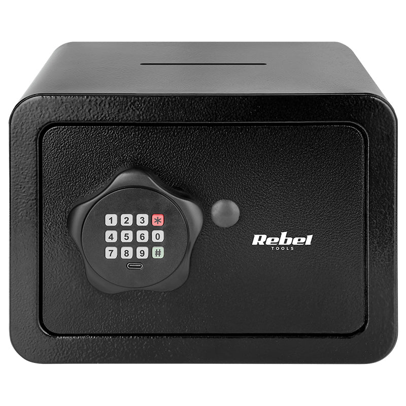 Seif electronic din oțel de 6,5 l cu PIN și cheie Rebel RB-7001