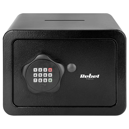 Seif electronic din oțel de 6,5 l cu PIN și cheie Rebel RB-7001