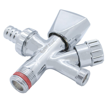 Robinet colțar combinat Everline cu două ieșiri 1/2" x 3/8" x 3/4" din alamă cromată