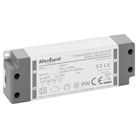 Alimentator pentru bandă LED 12 V 2,5 A 30 W IP20 Rebel RB-LD3012CV