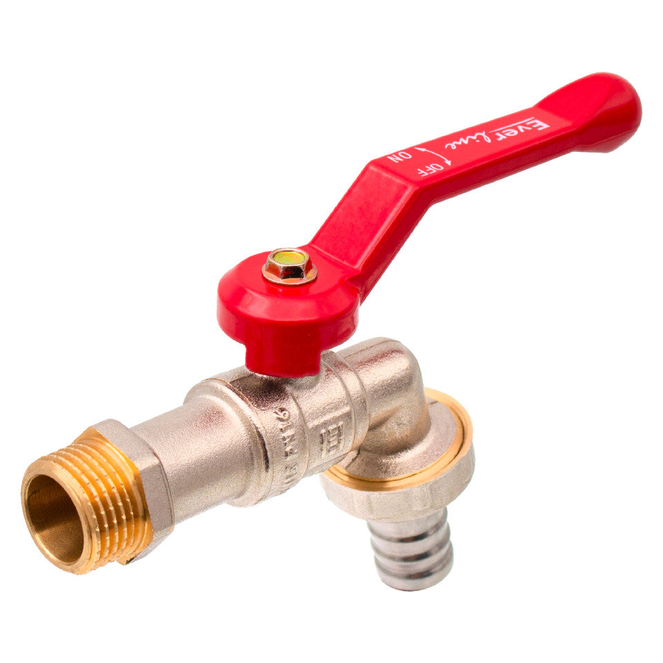 Robinet dublu serviciu Everline cu alimentare 1/2″ și ieșire 3/4″ cu portfurtun din alamă nichelată