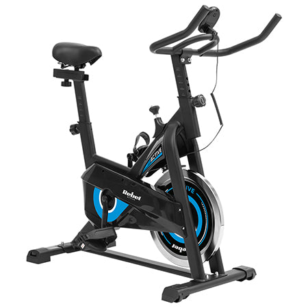 Bicicletă spinning cu afișaj LCD, reglaj manual și transport facil Rebel RBA-1008