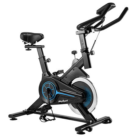 Bicicletă spinning cu afișaj LCD, reglaj ghidon și șa Rebel RBA-1016
