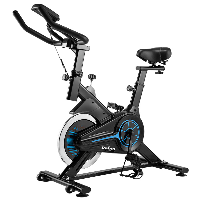 Bicicletă spinning cu afișaj LCD, reglaj ghidon și șa Rebel RBA-1016