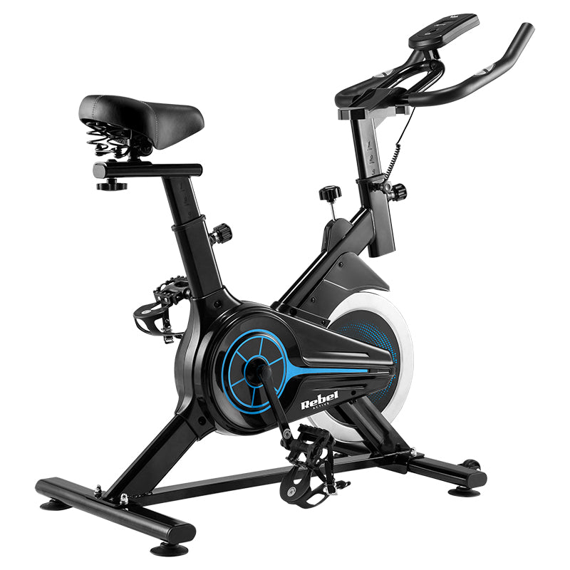 Bicicletă spinning cu afișaj LCD, reglaj ghidon și șa Rebel RBA-1016