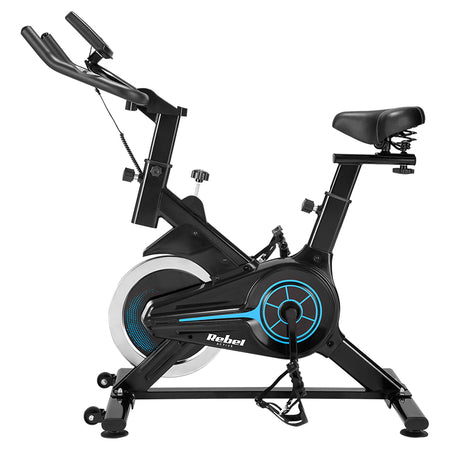 Bicicletă spinning cu afișaj LCD, reglaj ghidon și șa Rebel RBA-1016
