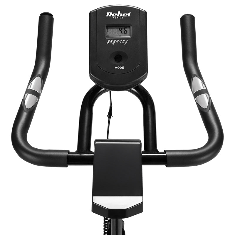 Bicicletă spinning cu afișaj LCD, reglaj ghidon și șa Rebel RBA-1016