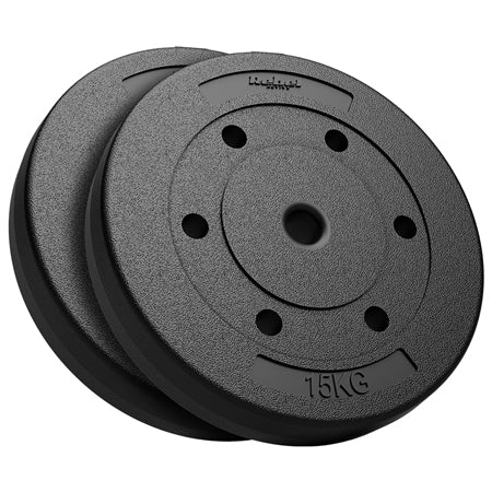 Set 2 discuri de greutate compozit 15 kg cu acoperire PVC și orificiu 31 mm Rebel RBA-2104