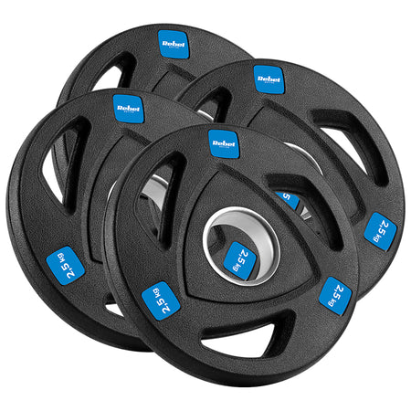 Set de 4 discuri de greutate din fontă cauciucată 4 × 2,5 kg cu orificiu 51 mm Rebel RBA-2108
