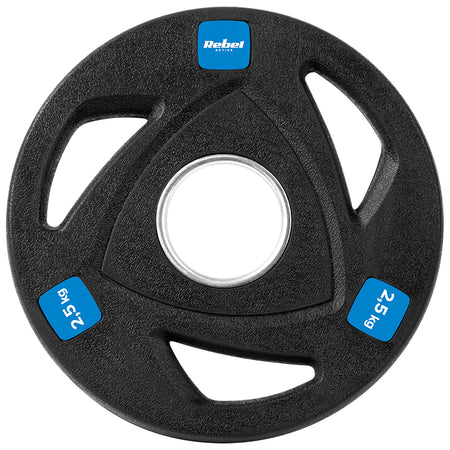 Set de 4 discuri de greutate din fontă cauciucată 4 × 2,5 kg cu orificiu 51 mm Rebel RBA-2108
